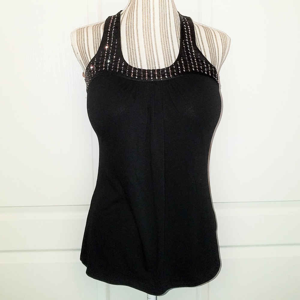 WHBM Embellished Sleeveless Black Top Size XS